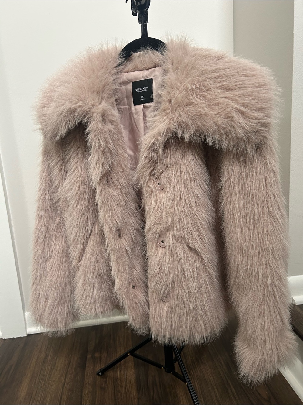Simply Vera Vera Wang blush teddy faux-fur jacket